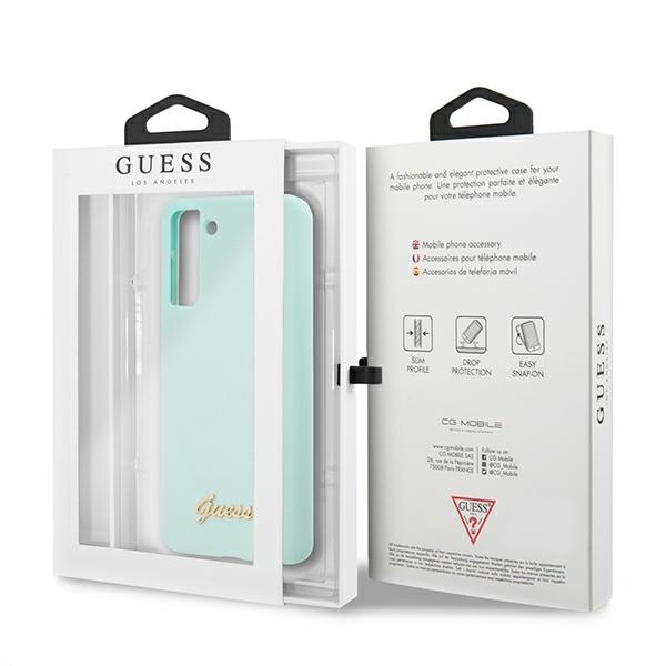 Guess GUHCS21MLSLMGLB Samsung Galaxy S21+ Plus blue hardcase Silicone Script Metal Logo