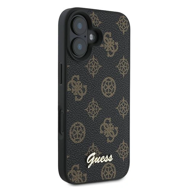 Case Guess GUHMP16MPGPYSK Apple iPhone 16 Plus hardcase PU Peony Script MagSafe black