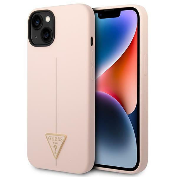 Guess GUHCP14MSLTGP Apple iPhone 14 Plus pink hardcase Silicone Triangle