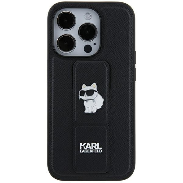 Karl Lagerfeld KLHCN61GSACHPK Apple iPhone XR / 11 hardcase Gripstand Saffiano Choupette Pins black