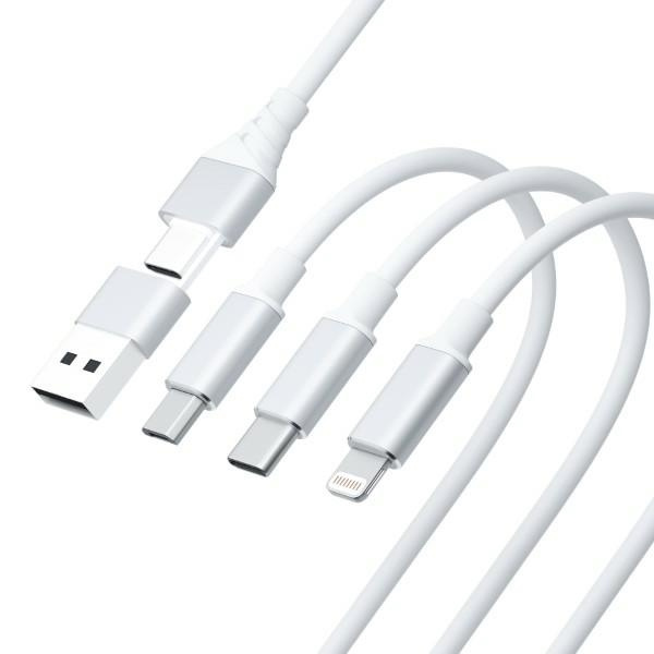 3MK cable Hyper 3w1 USB-A - USB-C / USB-C, microUSB, Lightning 1.5m white