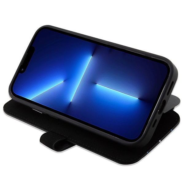 BMW BMBKP14X22RVSK Apple iPhone 14 Pro Max black bookcase Leather Stamp Blue Lines