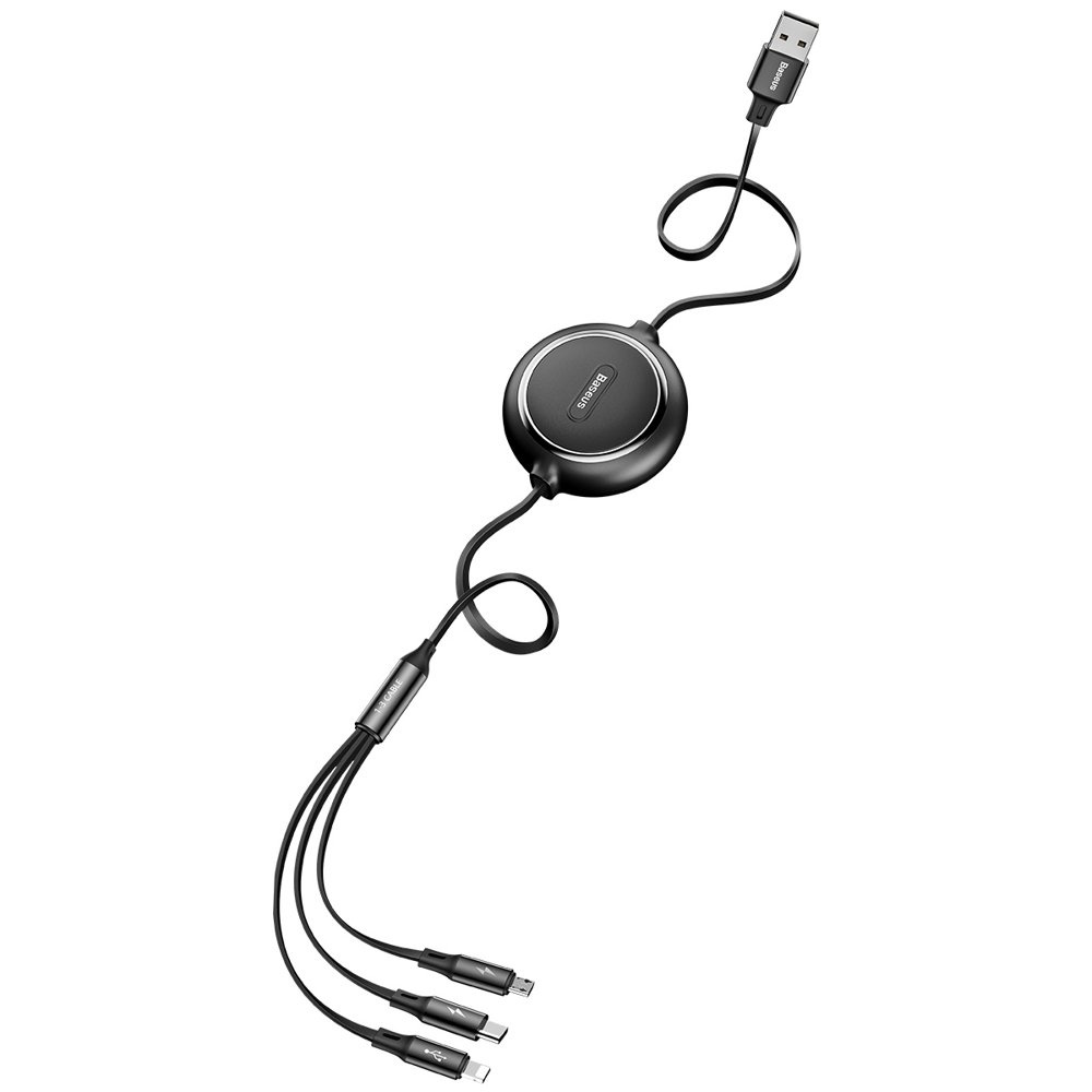 Baseus Golden Loop 3in1 USB-A/microUSB - Lightning - USB-C Cable 3.5A 35cm-120cm black
