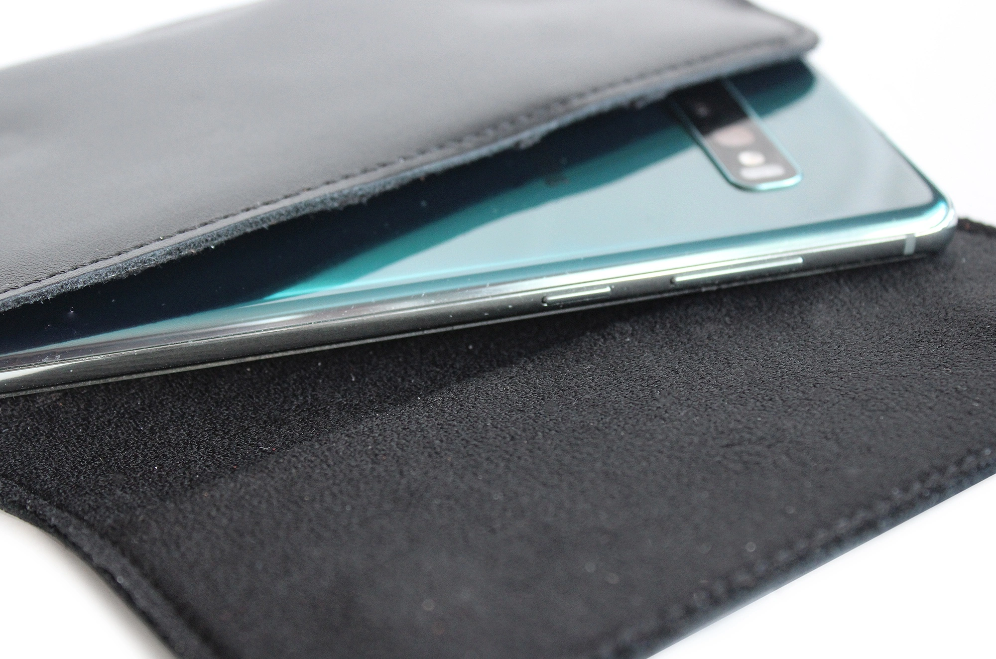 Skórzana kabura LURESKO FREYA XL do paska etui na telefon 165x82x10mm (czarny gładki czarna nić)