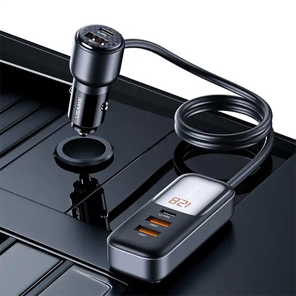 USAMS C40 3xUSB-A,2 xUSB-C car charger 165W PD+QC Fast Charge black
