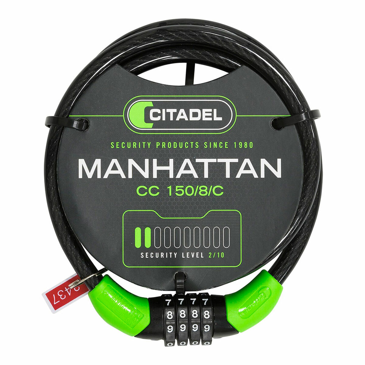Cable with padlock Citadel Manhattan cc 150/8/c Combination Black 150 cm