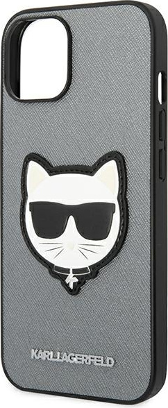 Karl Lagerfeld KLHCP14MSAPCHG Apple iPhone 14 Plus hardcase silver Saffiano Choupette Head Patch