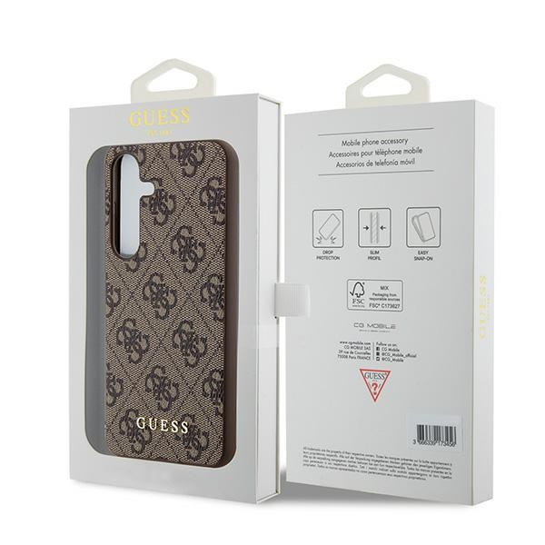 Guess GUOHCSA35G4GFBR Samsung Galaxy A35 hardcase 4G Metal Gold Logo brown