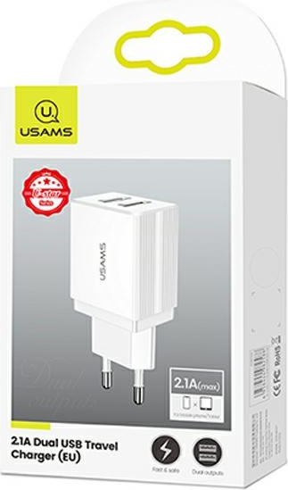 USAMS Wall Charger 2xUSB T24 2,1A white CC90TC01 (US-CC090)