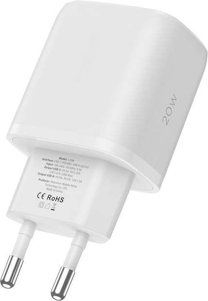 Tech-Protect C20W 2-port Network Charger PD 20W QC 3.0 White