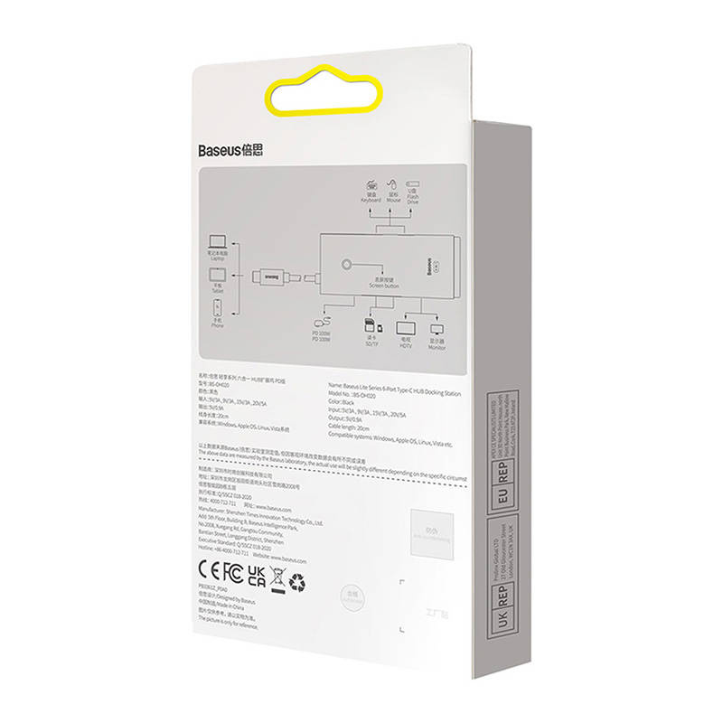 Baseus OS Lite HUB 6-Port USB-C/HDMI - USB3.0x2 - PD - SD/TF (black)