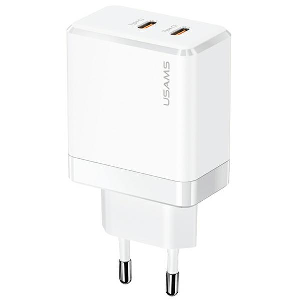 USAMS T54 Wall Charger 2xUSB-C 40W PD Fast Charging white (US-CC172)