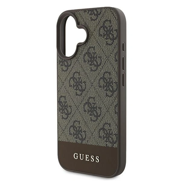 Case Guess GUHCP16MG4GLBR Apple iPhone 16 Plus hardcase 4G Bottom Stripe brown