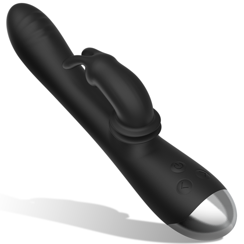 BLACK&SILVER- DJ. ADAM RECHARGEABLE SILICONE RABBIT STIMULATOR BLACK