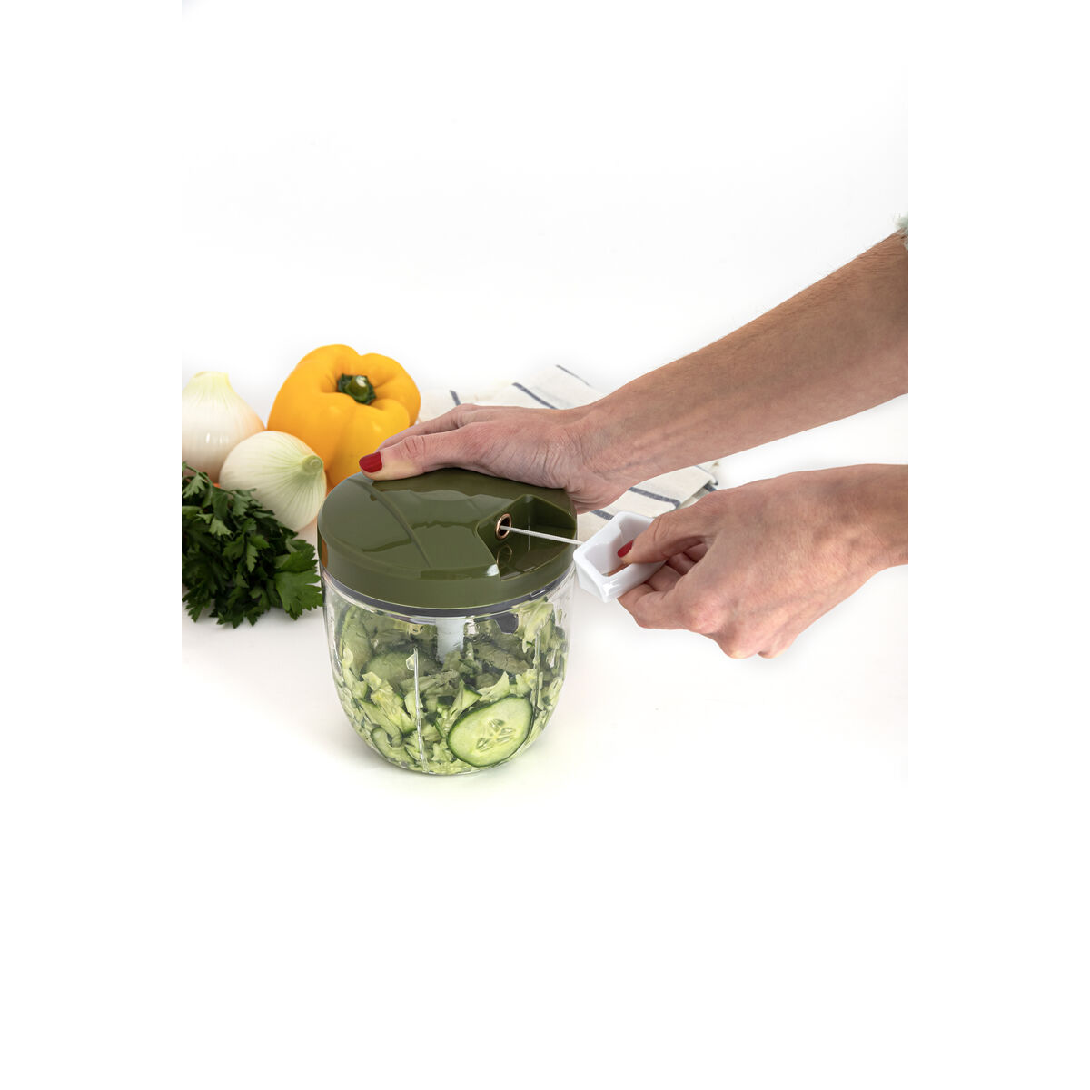 Manual mini chopper with pull cord Quid Naturalia Green Metal 12,5 x 14 cm Manual Manual mini chopper with pull cord Quid Naturalia Green Metal 12,5 x 14 cm Manual