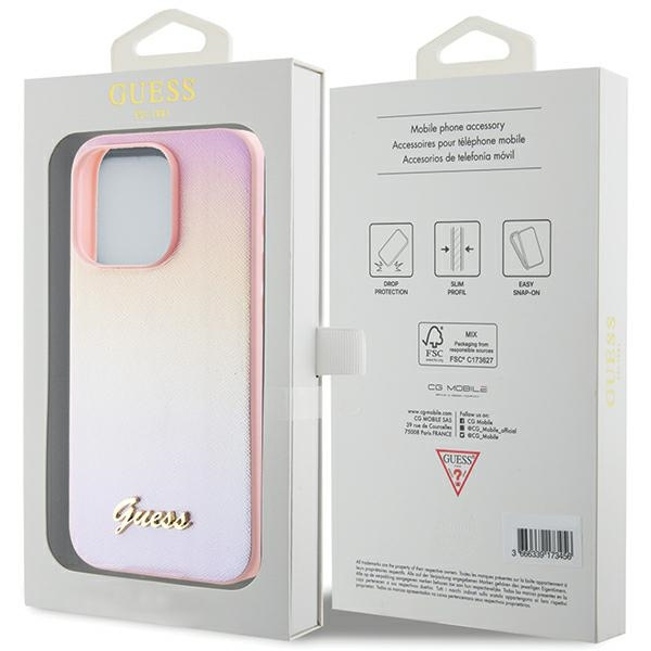 Guess GUHCP15LPSAIRSP Apple iPhone 15 Pro hardcase Saffiano Iridescent Script pink