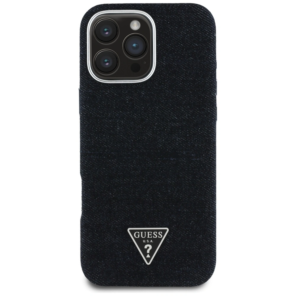 Guess Denim Triangle Logo MagSafe Apple iPhone 16 Pro Max black