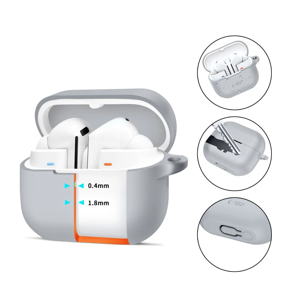 Case Tech-Protect Silicone Hook Samsung Galaxy Buds 3 / 3 Pro Crayon Grey