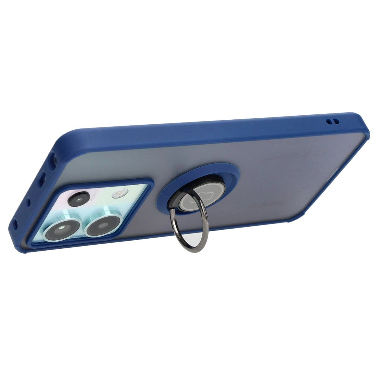 Bizon Case Hybrid Ring Xiaomi Poco X6 / Xiaomi Redmi Note 13 Pro 5G smoky with a navy blue frame