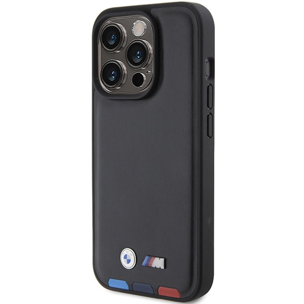 BMW BMHCP15L22PTDK Apple iPhone 15 Pro Leather Stamp Tricolor black