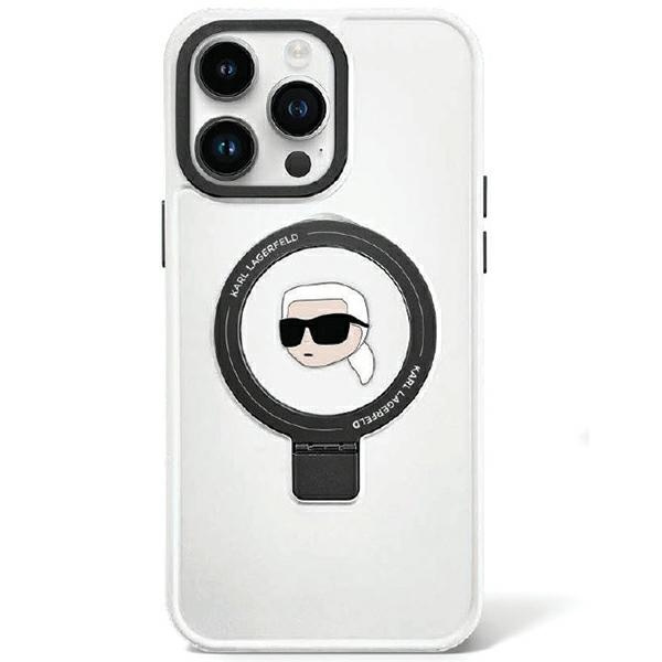 Karl Lagerfeld KLHMP15SHMRSKHH Apple iPhone 15 hardcase Ring Stand Karl Head MagSafe white