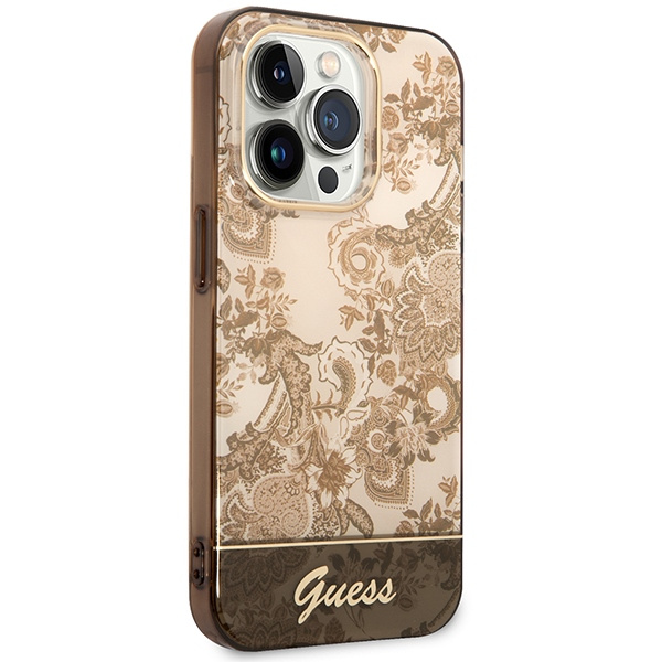 Guess GUHCP14LHGPLHC Apple iPhone 14 Pro ochre hardcase Porcelain Collection