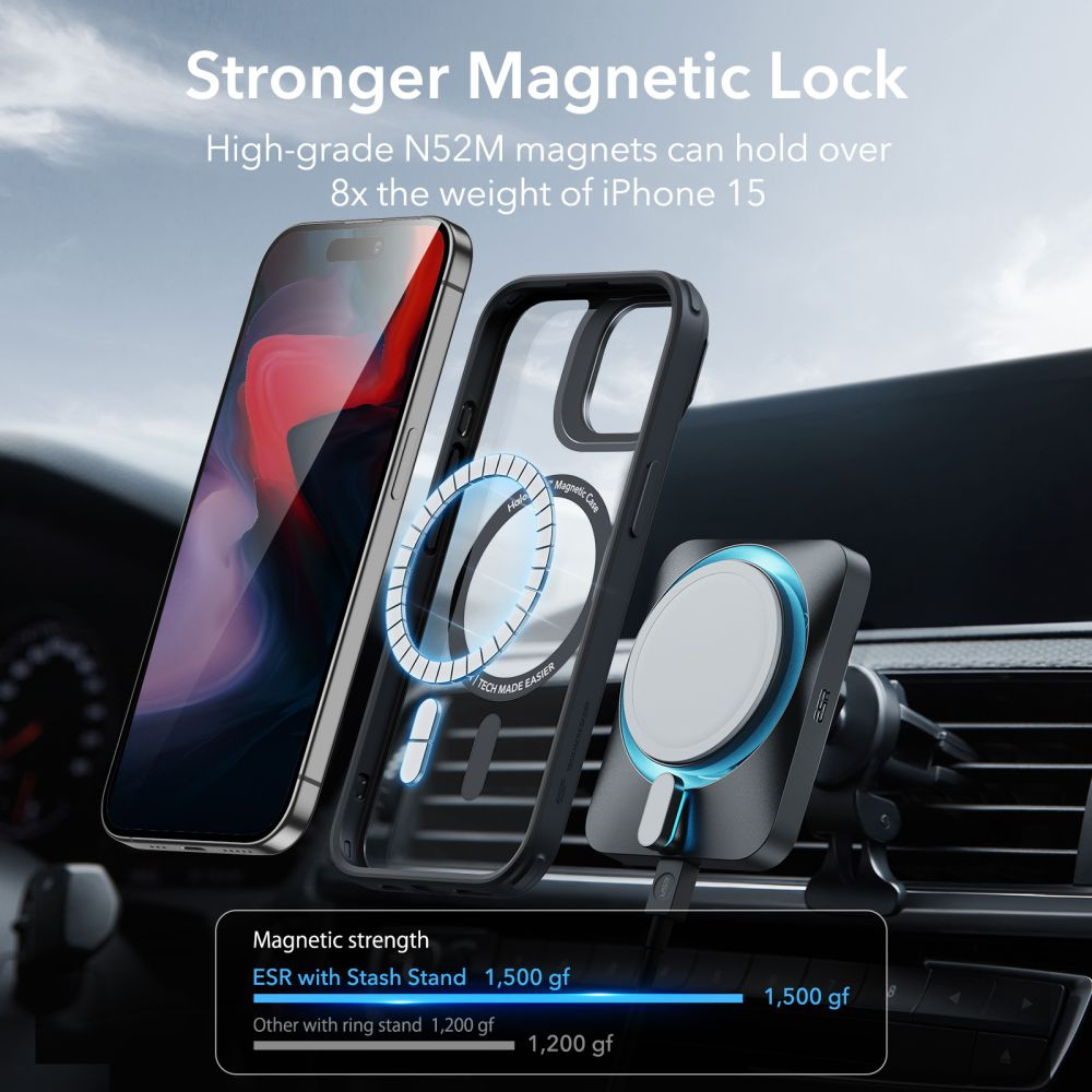 ESR Classic Kickstand Halolock Magsafe Apple iPhone 15 Pro Max clear/black