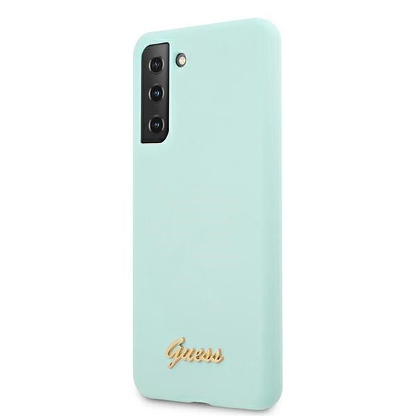 Guess GUHCS21MLSLMGLB Samsung Galaxy S21+ Plus blue hardcase Silicone Script Metal Logo