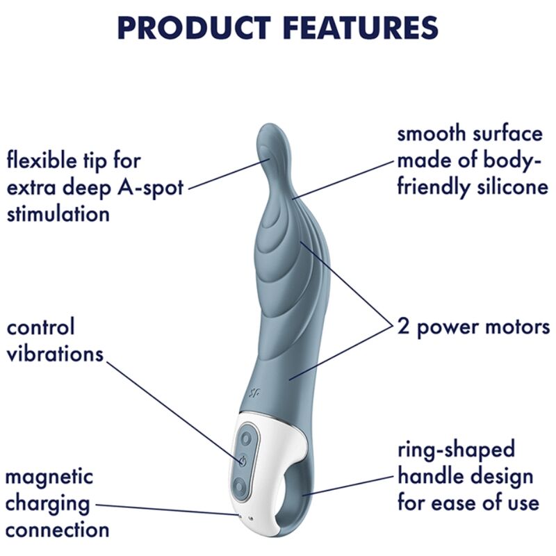 SATISFYER A-MAZING 2 A-SPOT VIBRATOR - GREY
