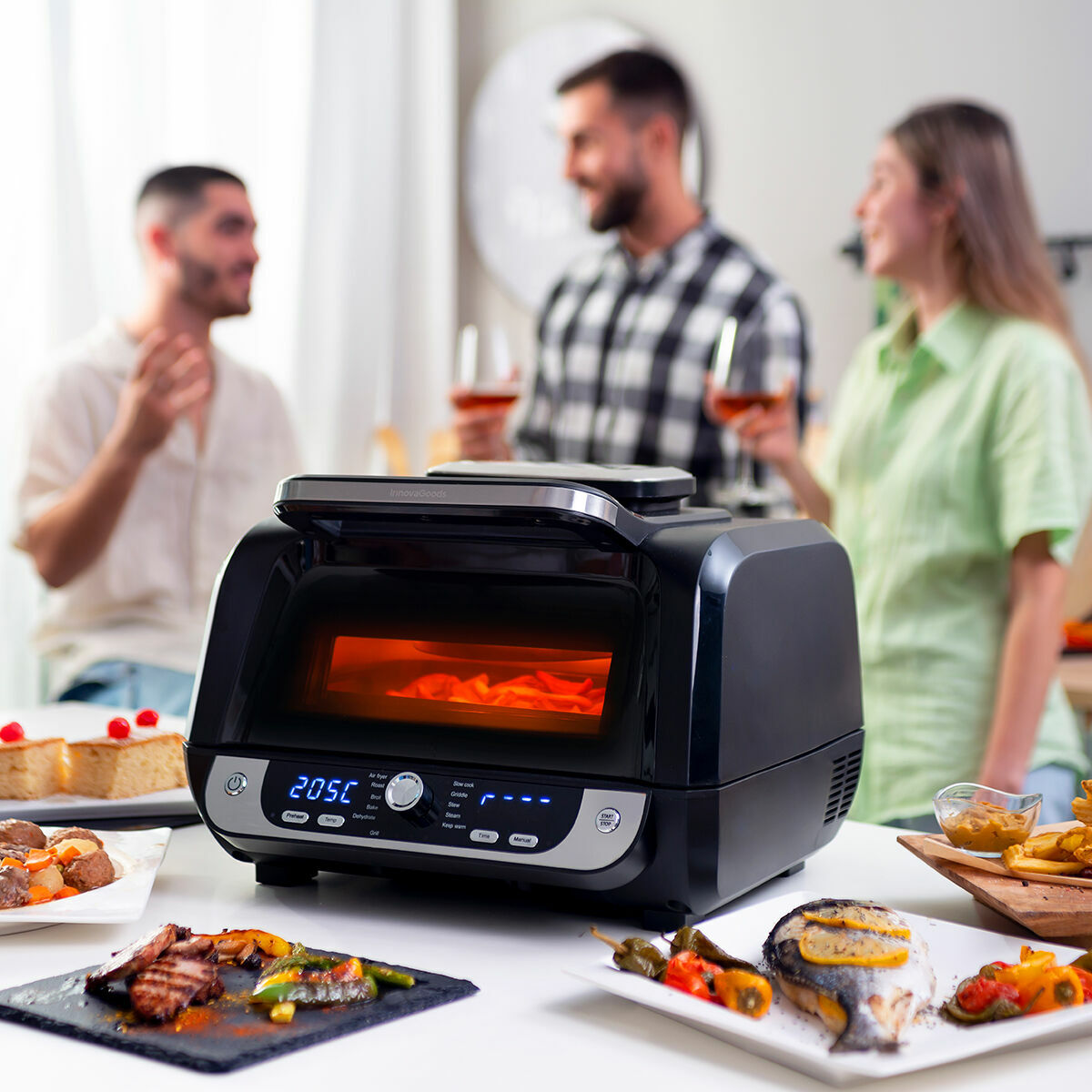 Oil-free Fryer with Grill, Accessories and Recipe Book InnovaGoods Air Fryer Fryinn 12-in-1 6000 Black Steel 6 L 3400 W Oil-free Fryer with Grill, Accessories and Recipe Book InnovaGoods Air Fryer Fryinn 12-in-1 6000 Black Steel 6 L 3400 W