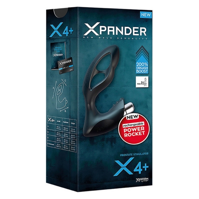 Czarny silikonowy masażer prostaty Xpander X4 Joydivision X 4+ (9,5 cm) Czarny