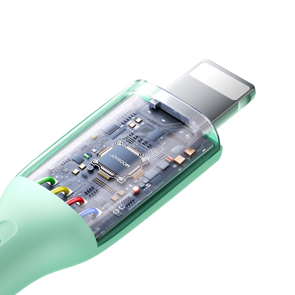 Joyroom Multi-Color Series SA34-AC6 USB-A / USB-C 100W cable 1m green