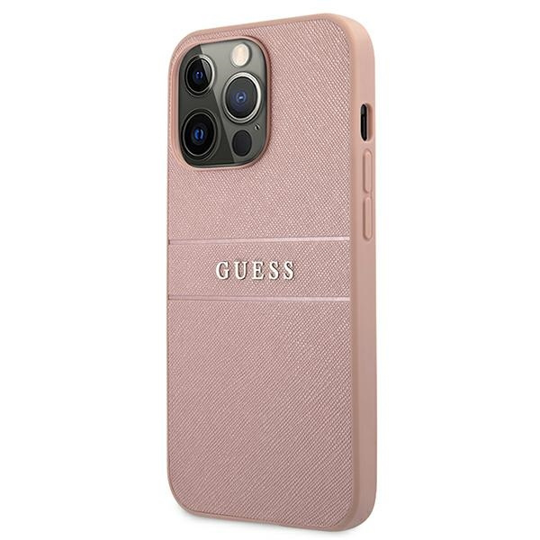 Guess GUHCP13XPSASBPI Apple iPhone 13 Pro Max pink hardcase Saffiano Stripe