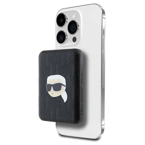 Karl Lagerfeld KLPB5FPGKSKIHK 15W 5000mAh wireless powerbank Karl Head Pin MagSafe black