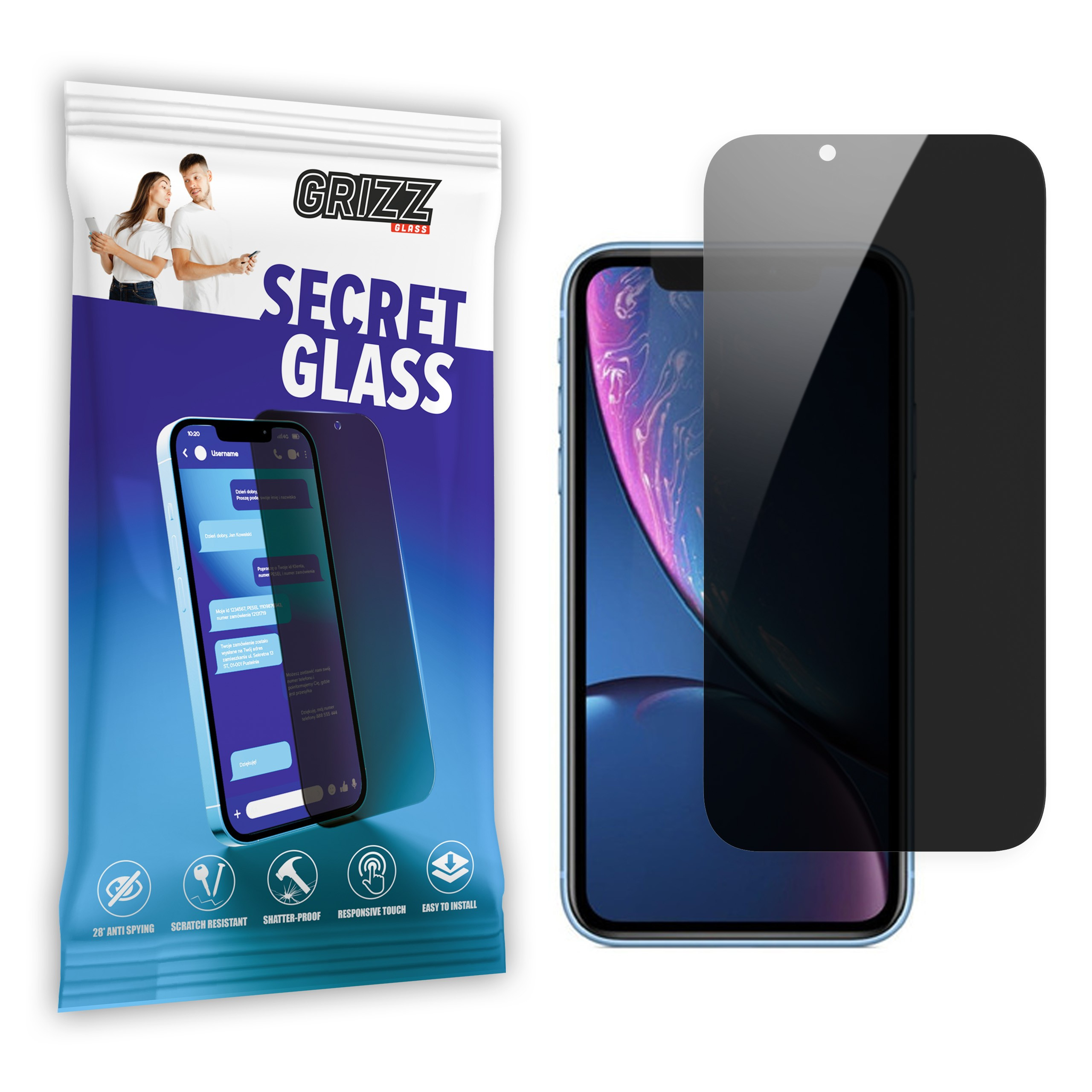 GrizzGlass SecretGlass Apple iPhone XR