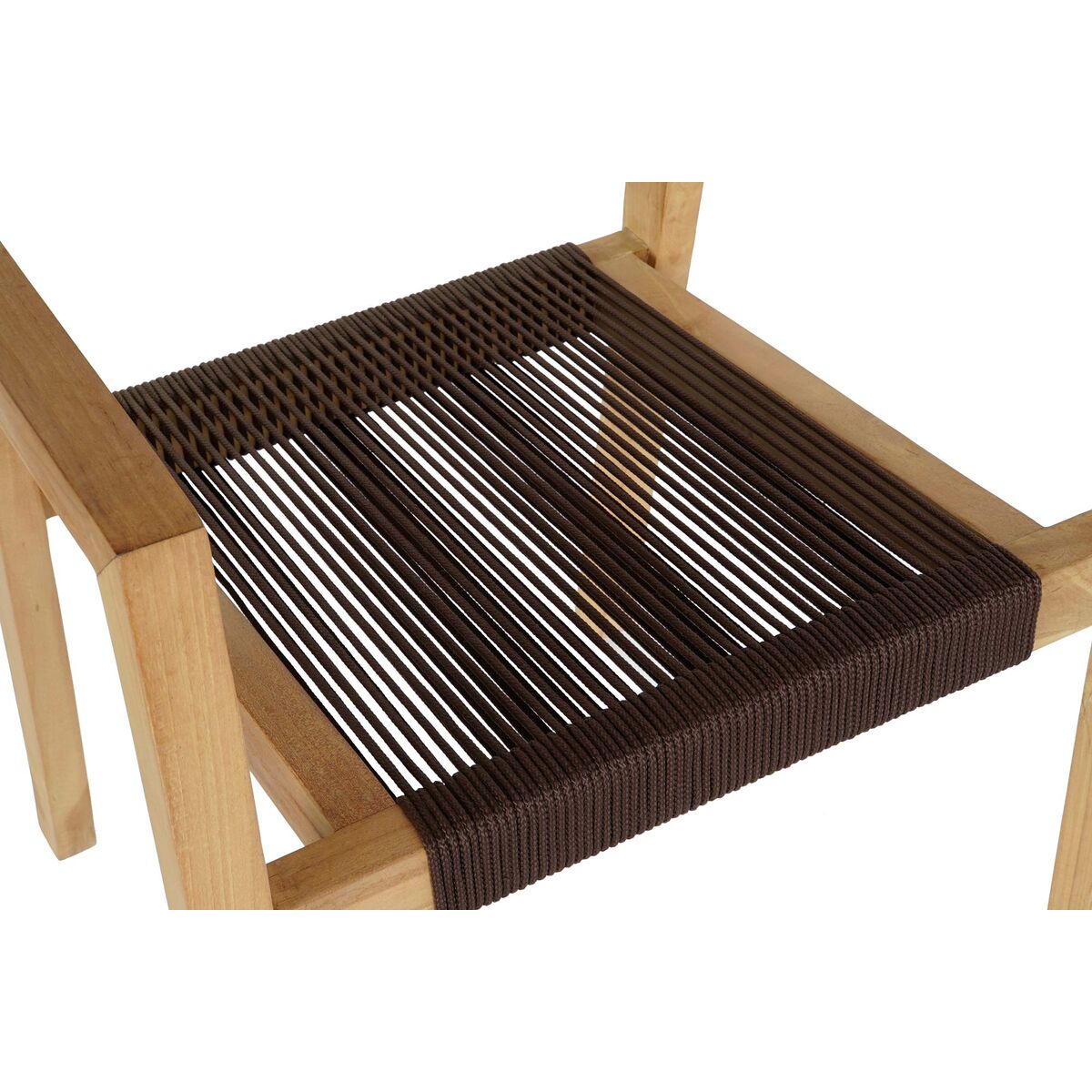 Table set with 4 chairs DKD Home Decor 90 x 90 x 75 cm Teak Rope