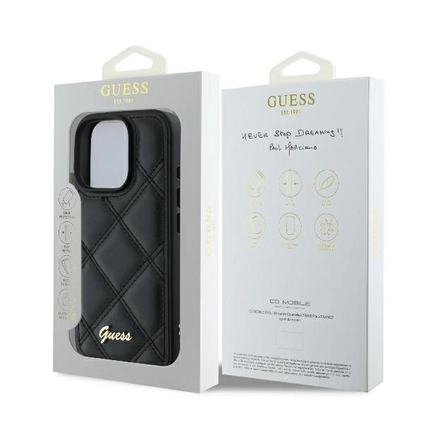 Case Guess GUHCP16LPSQSQSK Apple iPhone 16 Pro hardcase Quilted Metal Logo black