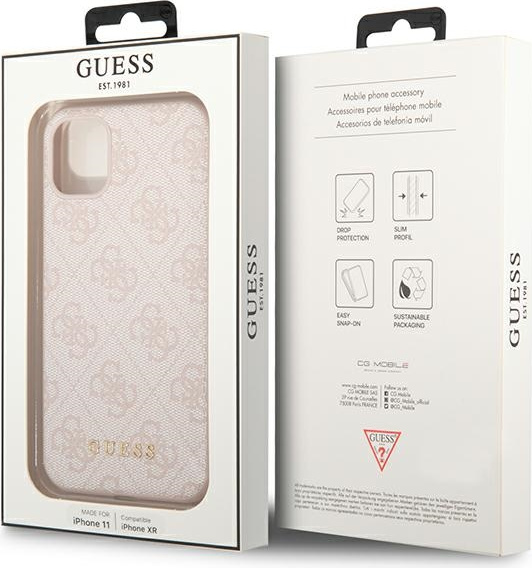 Guess GUHCN61G4GFPI Apple iPhone 11 pink hard case 4G Metal Gold Logo