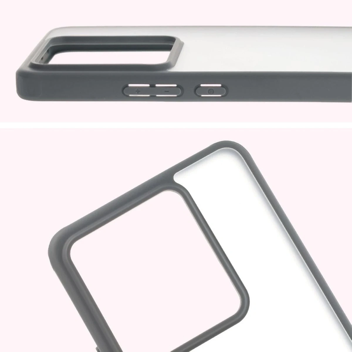 Etui Bizon Case Angelo do Realme GT 7 / 7T półprzezroczyste z szarą ramką