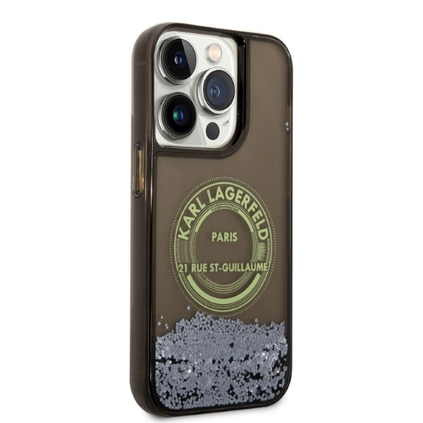 Karl Lagerfeld KLHCP14LLCRSGRK Apple iPhone 14 Pro black hardcase Liquid Glitter RSG