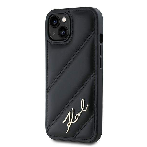 Karl Lagerfeld KLHCP15MPQDSMGK Apple iPhone 15 Plus / 14 Plus hardcase Diagonal Quilted Script black