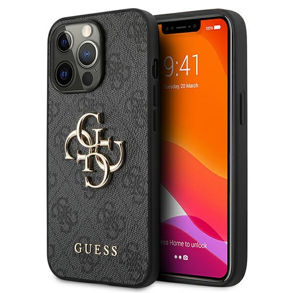 Guess GUHCP13L4GMGGR Apple iPhone 13 Pro grey hardcase 4G Big Metal Logo