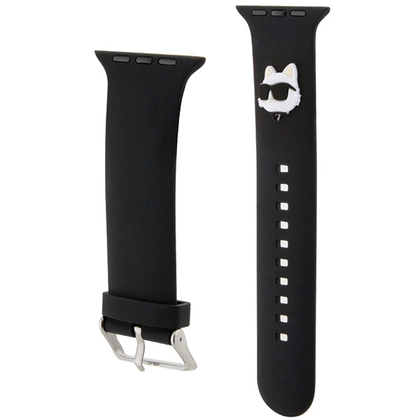 Karl Lagerfeld KLAWLSLCNK Apple Watch 4/5/6/7/SE/8/9/Ultra 44/45/49mm strap 3D Rubber Choupette Head black