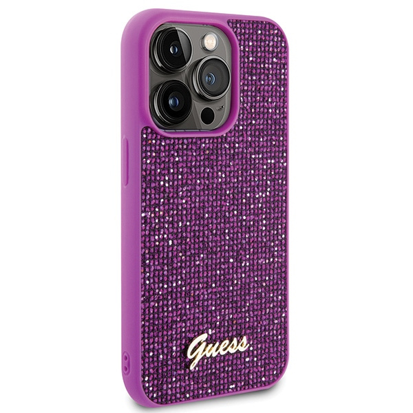 Guess GUHCP15LPMSDGSF Apple iPhone 15 Pro hardcase Disco Metal Script fuschia
