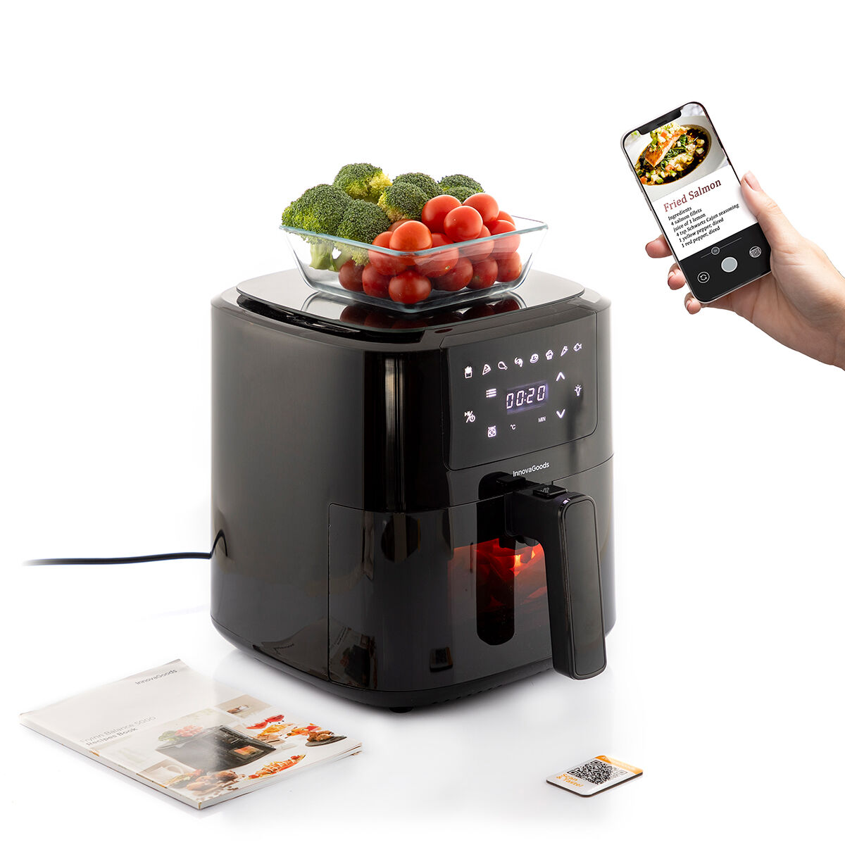 Oil-free Fryer with Weighing Scale InnovaGoods Fryinn Balance 5000 Black Stainless steel 1500 W 5 L Oil-free Fryer with Weighing Scale InnovaGoods Fryinn Balance 5000 Black Stainless steel 1500 W 5 L
