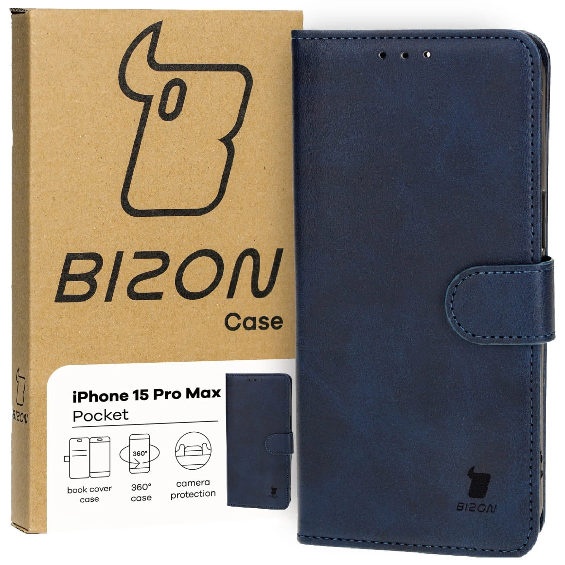 Bizon Case Pocket Apple iPhone 15 Pro Max navy blue