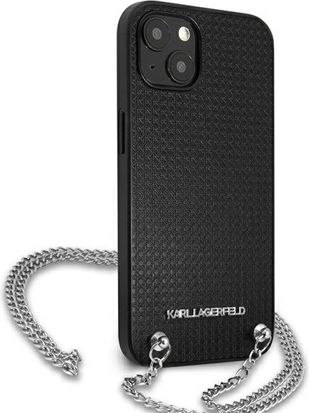 Karl Lagerfeld KLHCP13MPMK Apple iPhone 13 hardcase black Leather Textured and Chain