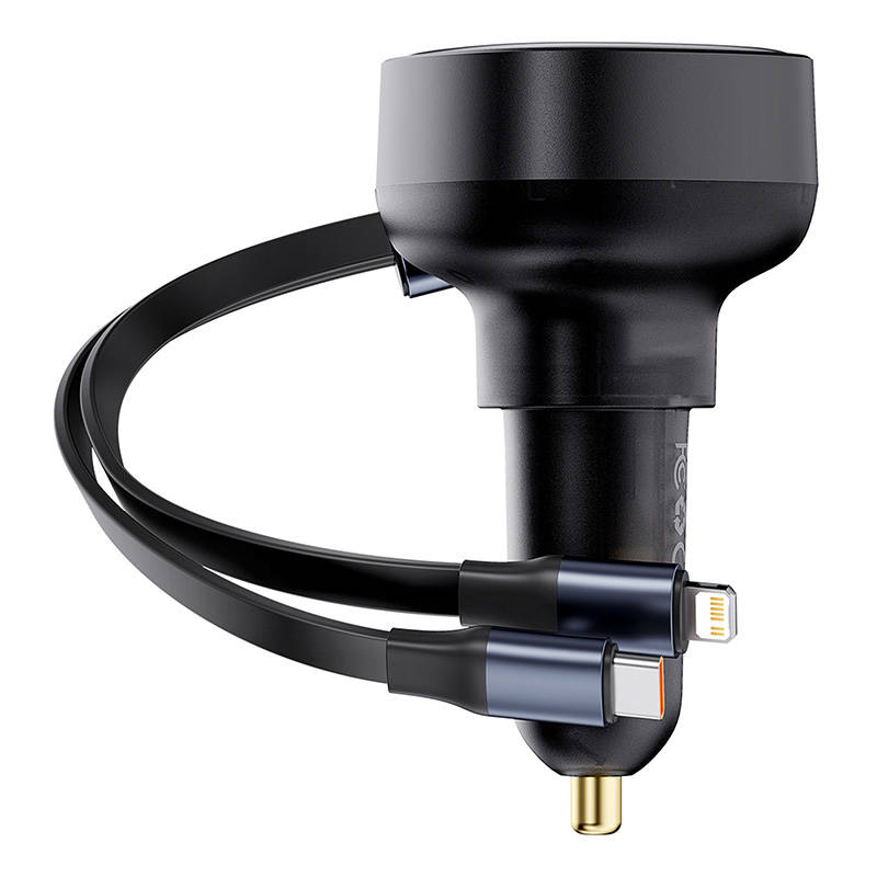 Baseus Enjoyment USB-C car charger with USB-C / Lightning cable 60 W (black)