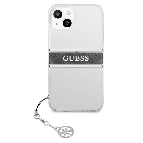 Guess GUHCP13SKB4GGR Apple iPhone 13 mini Transparent hardcase 4G Grey Strap Charm