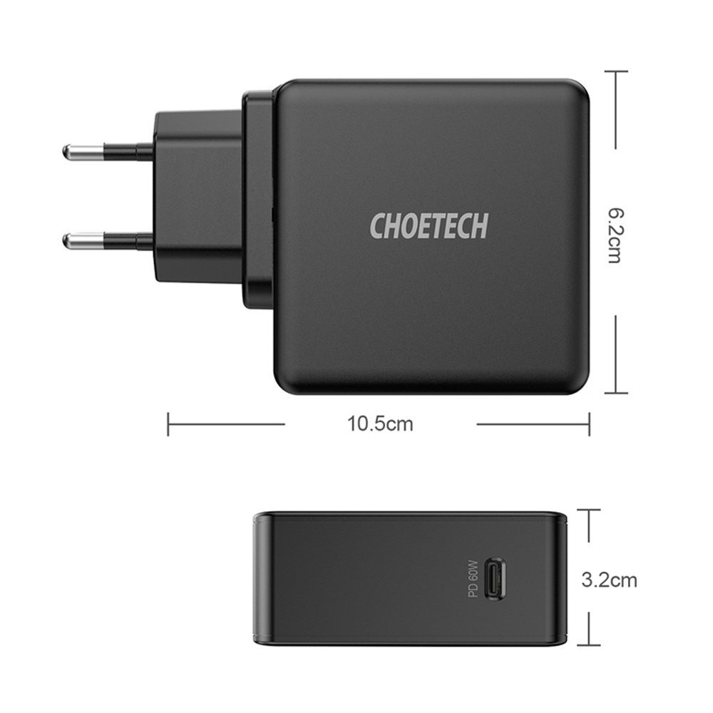 Choetech Q4004-EU Wall Charger USB-C PD 60W 3A black